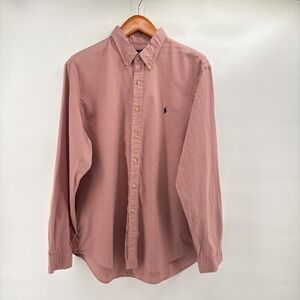 Ralph Lauren Men's XXL Orange Blue Check Cotton Button Down Shirt Long Sleeve